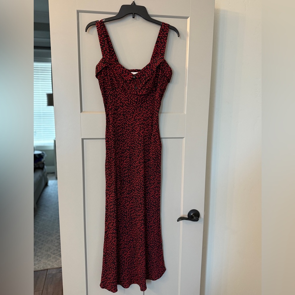 Reformation Red and Black Midi Dress